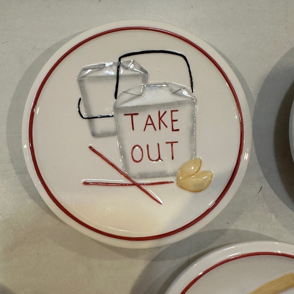 MWW Market "DINNER CHOICES " Mini 4.5" Plates Pig-Take-Grill-G0 Out Set of 3 - Picture 4 of 6